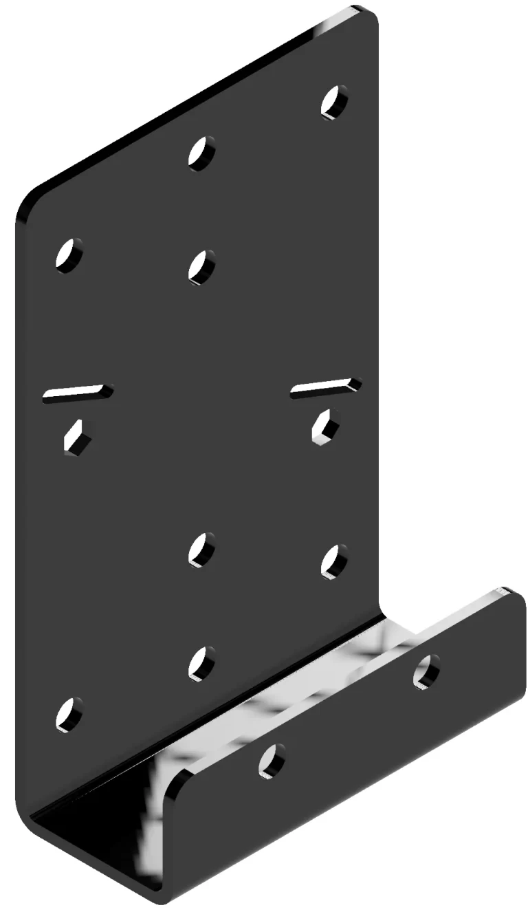 TE-UBR2 This u-channel truss end bracket features a robust design with multiple holes, ideal for providing strong support in various construction applications. Suitable for both indoor and outdoor use.