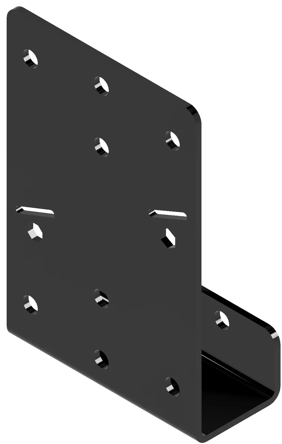 TE-UBR4 This u-channel truss end bracket features a robust design with multiple holes, ideal for providing strong support in various construction applications. Suitable for both indoor and outdoor use.