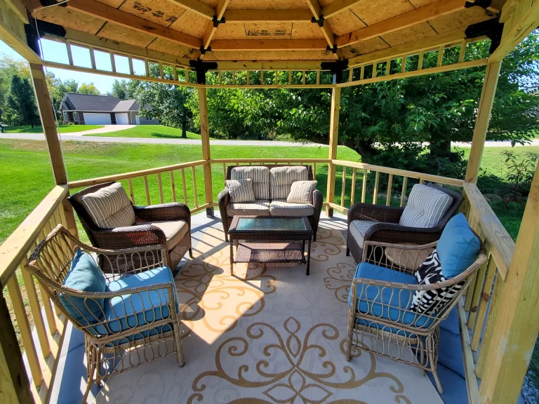 Living Area inside a hexagon gazebo