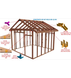 DIY  2024-05-18 6 ft. to 16 ft., Universal, 5-12 Pitch, Gable Roof Brackets Kit Garage Utility Shed Greenhouse Front Porch Cover