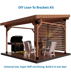 A cozy wooden patio with a roof, equipped with chairs and a grill, ideal for enjoying meals outdoors.