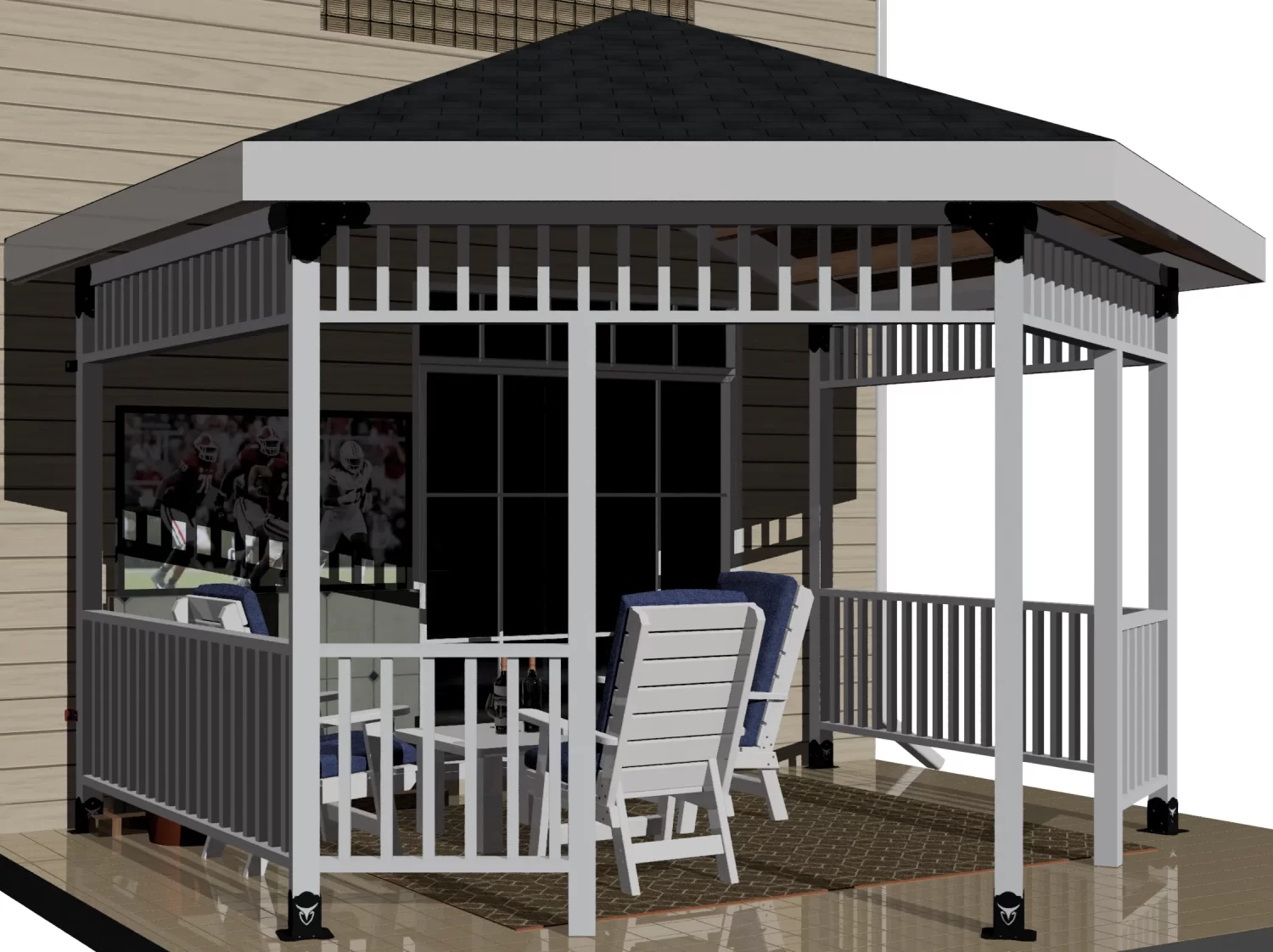 DIY 4x4 Partial Hexagon Gazebo Kit, Wall Attached - DIY 4x4 Partial Hexagon Gazebo DIY 4x4 Partial Hexagon Gazebo - RioOutdoors.com