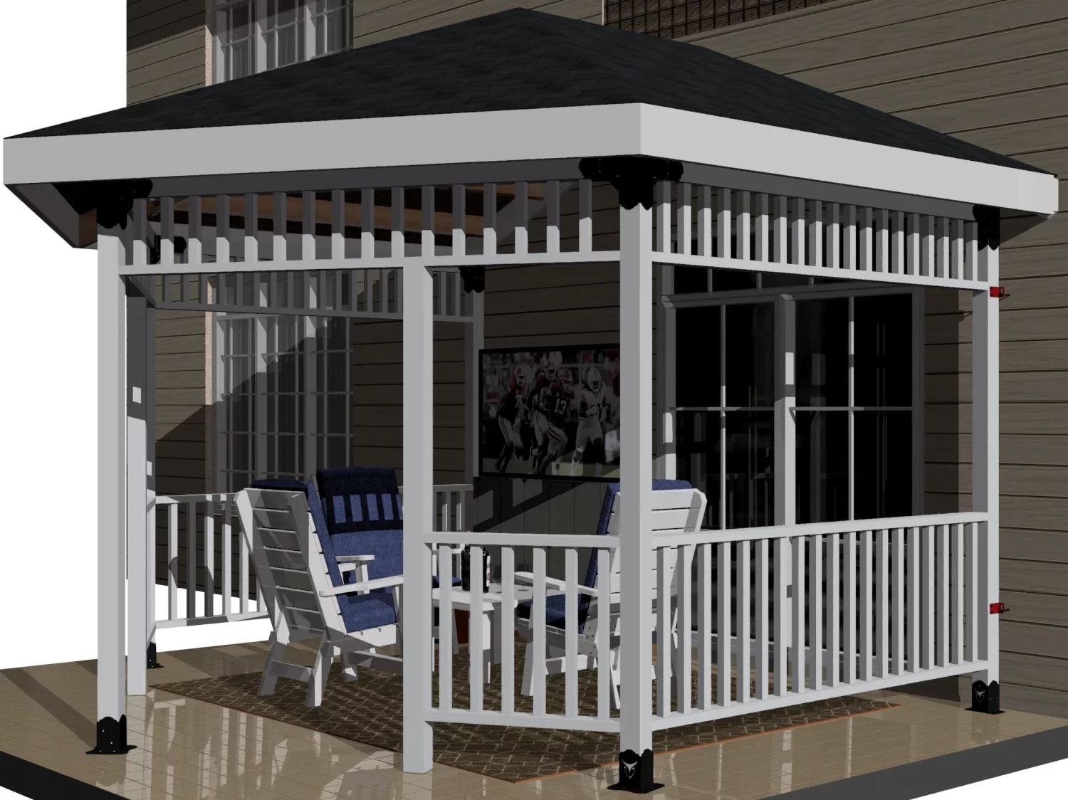 DIY 4x4 Partial Hexagon Gazebo Kit, Wall Attached - DIY 4x4 Partial Hexagon Gazebo DIY 4x4 Partial Hexagon Gazebo - RioOutdoors.com