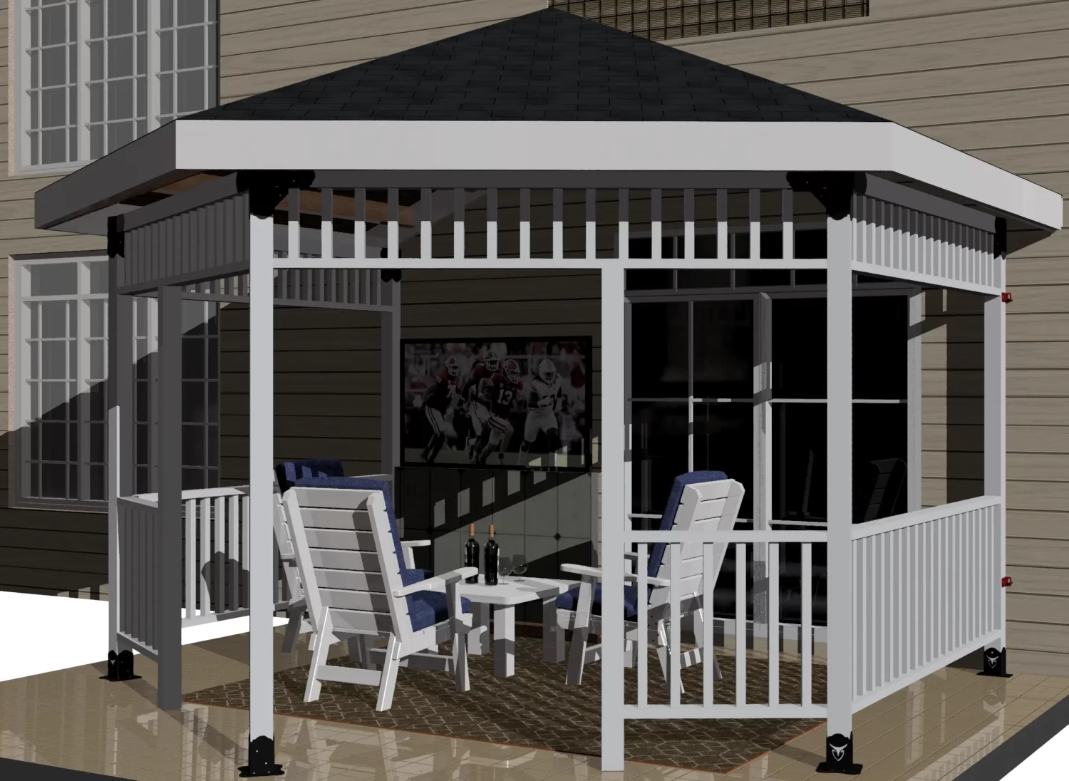 DIY 4x4 Partial Hexagon Gazebo Kit, Wall Attached - DIY 4x4 Partial Hexagon Gazebo DIY 4x4 Partial Hexagon Gazebo - RioOutdoors.com