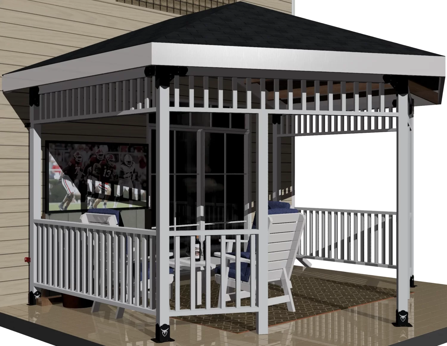 DIY 4x4 Partial Hexagon Gazebo Kit, Wall Attached - DIY 4x4 Partial Hexagon Gazebo DIY 4x4 Partial Hexagon Gazebo - RioOutdoors.com