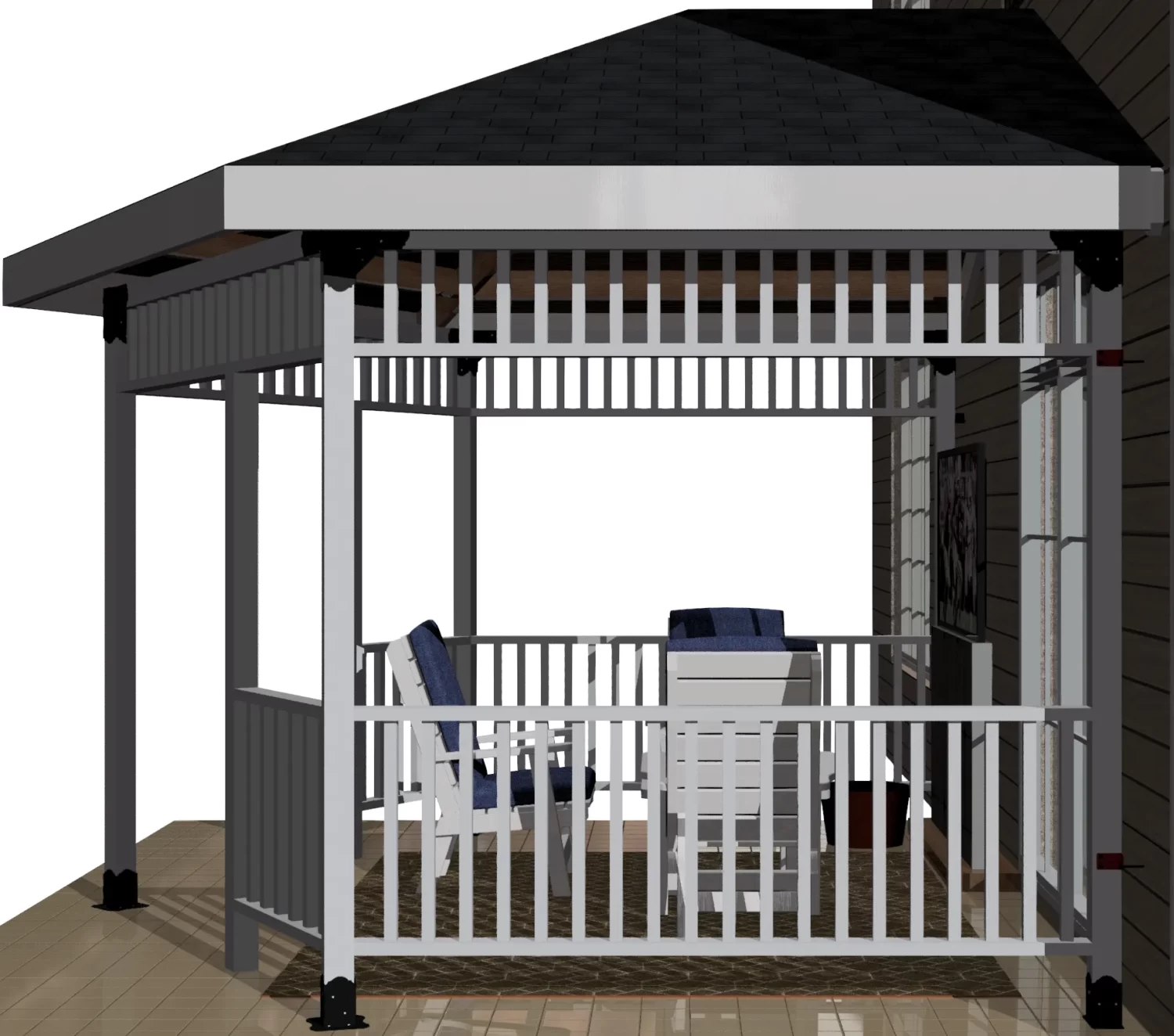 DIY 4x4 Partial Hexagon Gazebo Kit, Wall Attached - DIY 4x4 Partial Hexagon Gazebo DIY 4x4 Partial Hexagon Gazebo - RioOutdoors.com