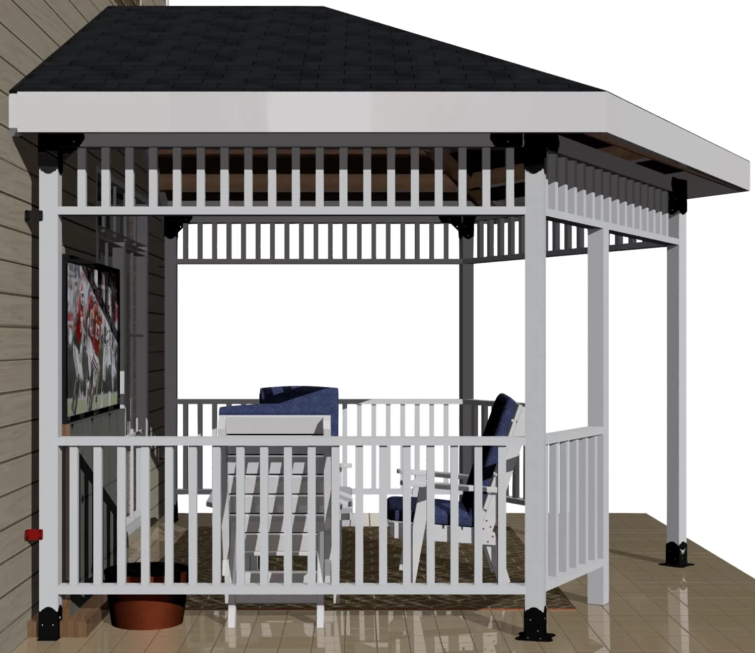 DIY 4x4 Partial Hexagon Gazebo Kit, Wall Attached - DIY 4x4 Partial Hexagon Gazebo DIY 4x4 Partial Hexagon Gazebo - RioOutdoors.com