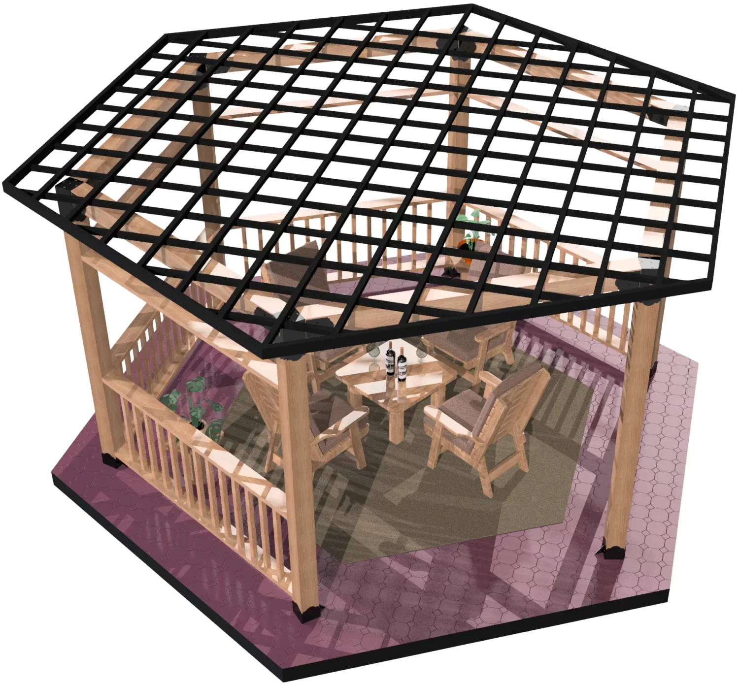 6x6, Floating Deck, DIY Hexagon Gazebo - DIY Hexagon Gazebo 6x6, Floating Deck, DIY Hexagon Gazebo - RioOutdoors.com