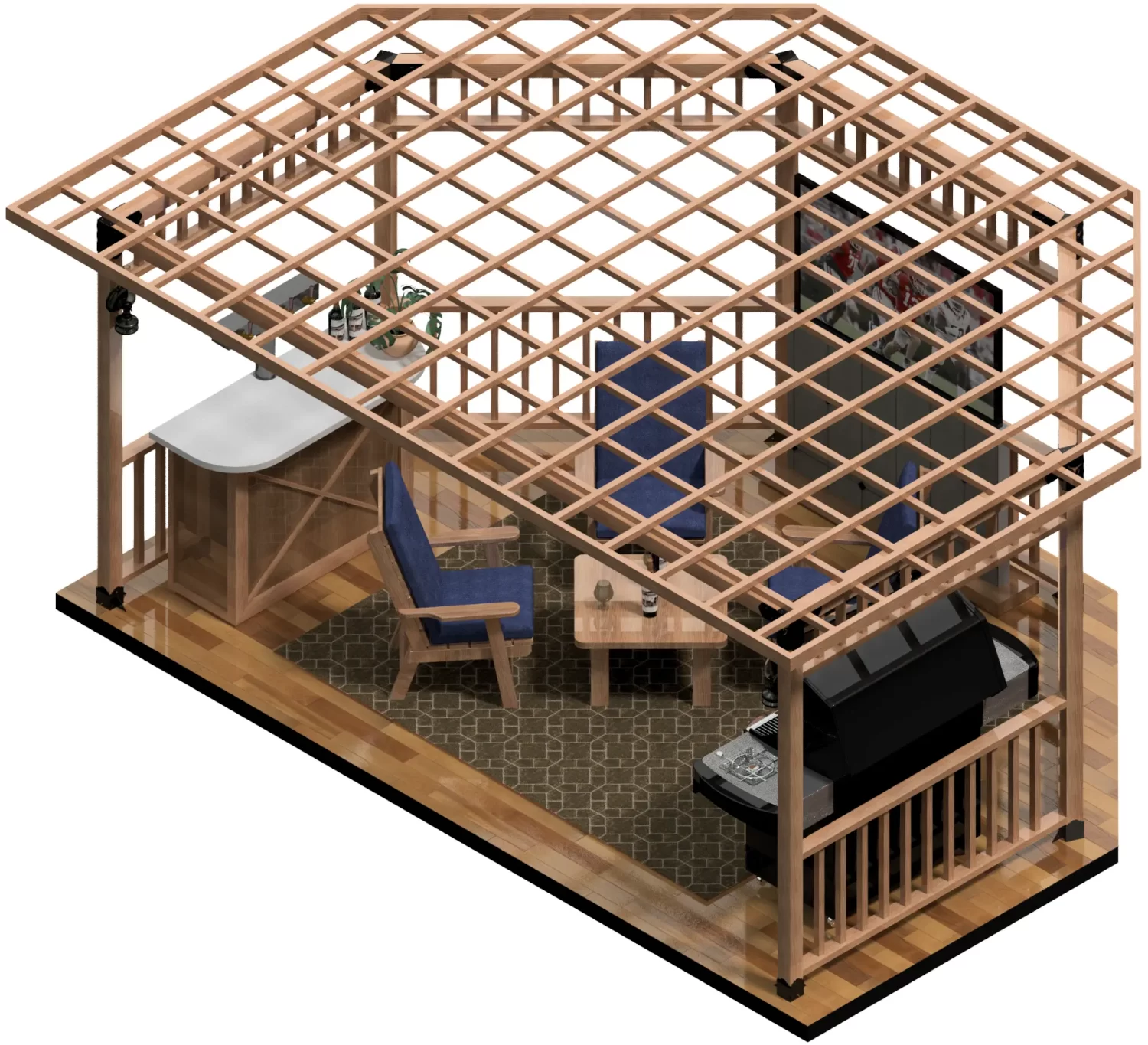 4x4, Floating Deck, Freestanding, Partial Octagon Gazebo Brackets Kit - RioOutdoors.com