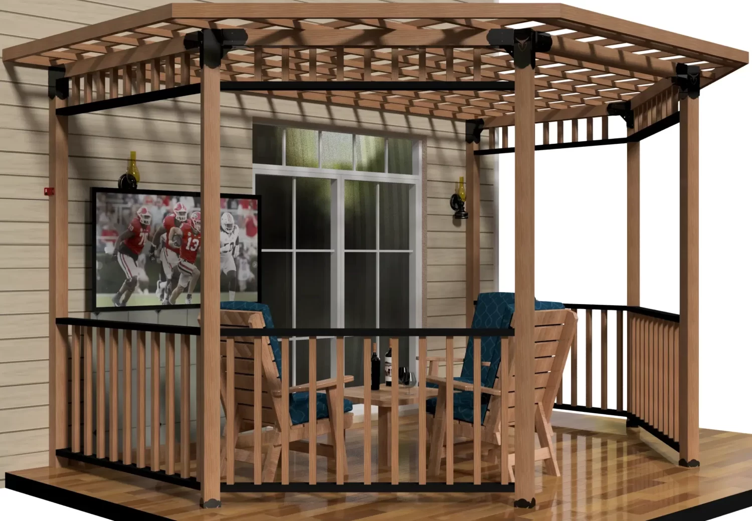 4x4, Floating Deck, Wall Attached, Partial Octagon Gazebo Brackets Kit - RioOutdoors.com