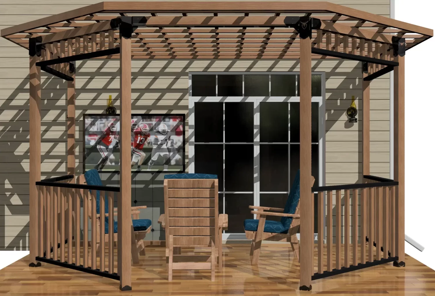 4x4, Floating Deck, Wall Attached, Partial Octagon Gazebo Brackets Kit - RioOutdoors.com
