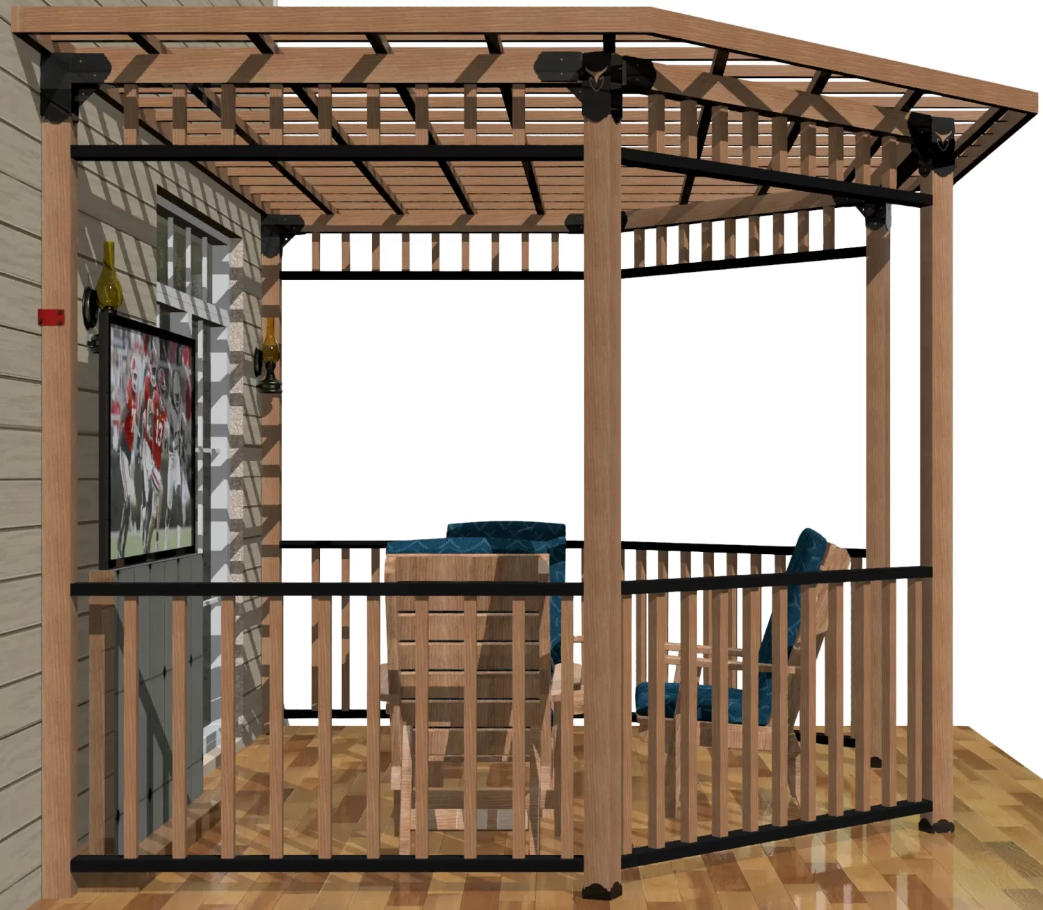 4x4, Floating Deck, Wall Attached, Partial Octagon Gazebo Brackets Kit - RioOutdoors.com