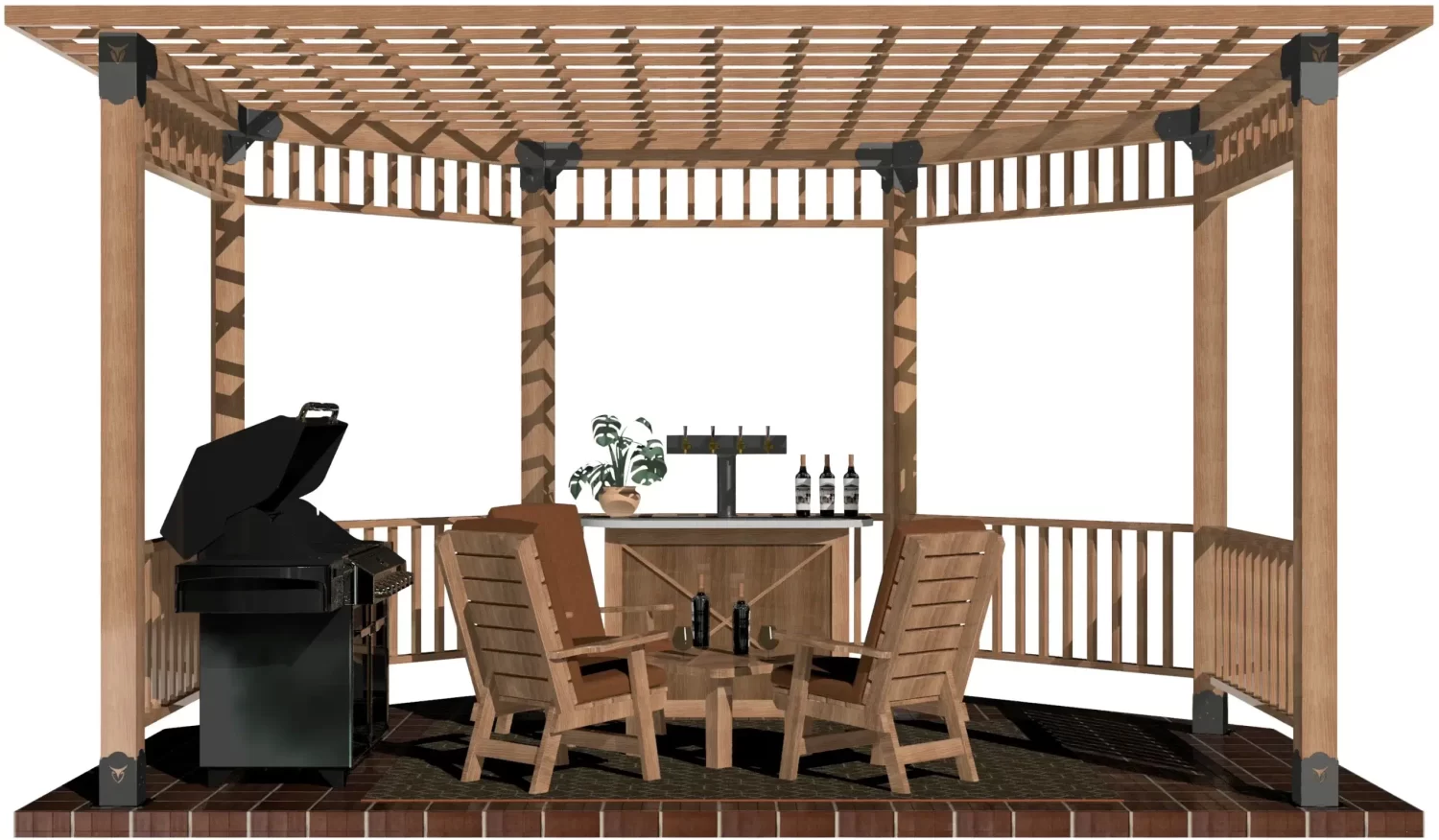 Surface Mounted, 6x6 Partial Octagon Gazebo Kit - RioOutdoors.com
