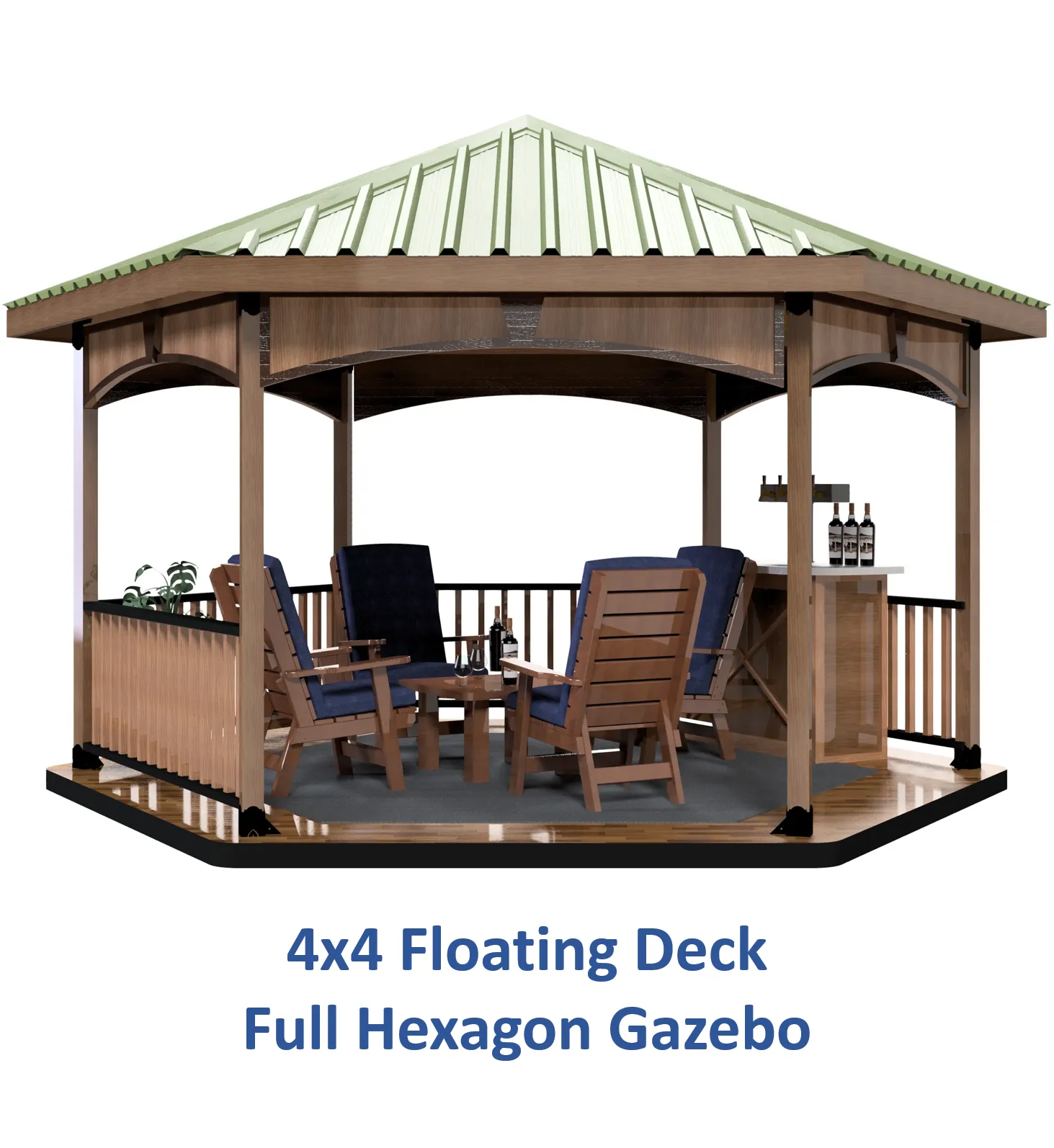 4x4 Floating Deck DIY Hexagon Gazebo Kit - Hexagon Gazebo kit 4x4 Floating Deck DIY Hexagon Gazebo Kit - RioOutdoors.com