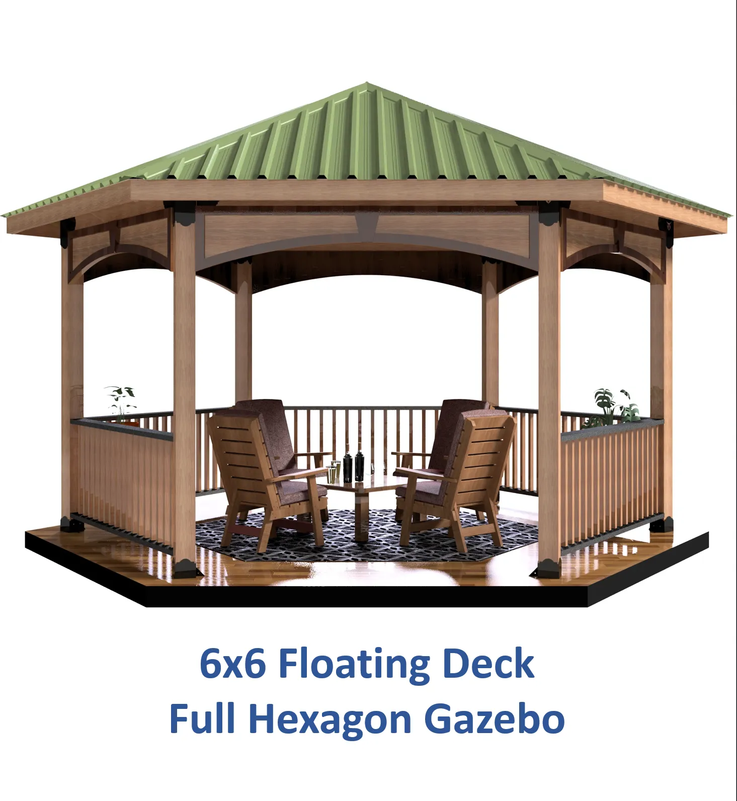 6x6, Floating Deck, DIY Hexagon Gazebo - RioOutdoors.com