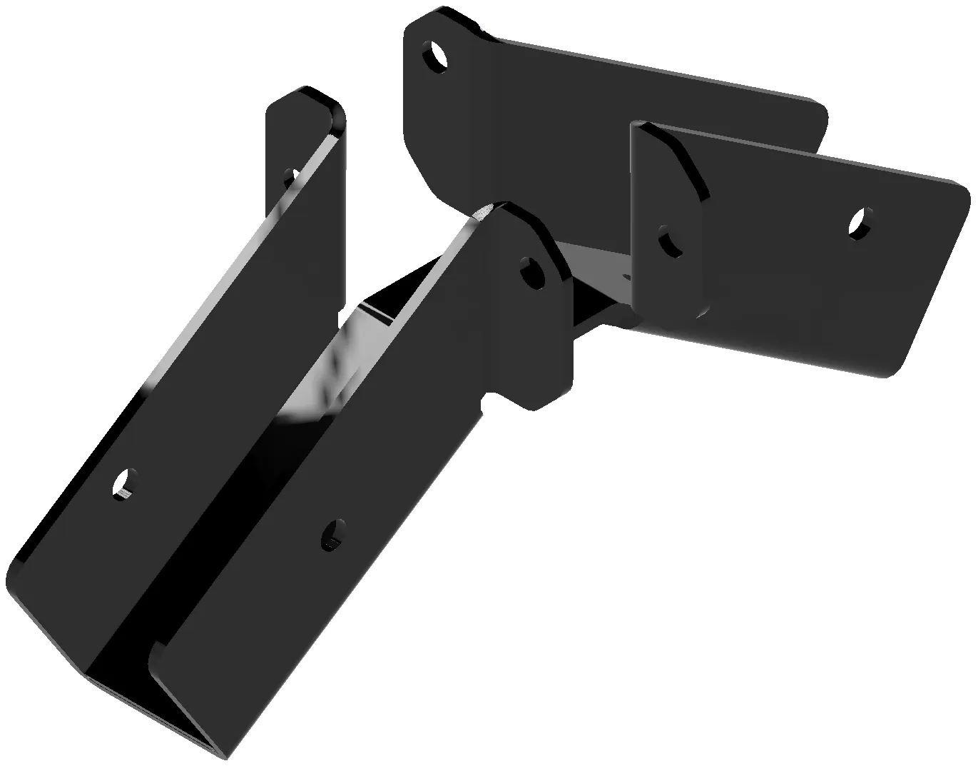 812-RRT-2 The 8-12 DIY Heavy Duty Ridge Rafter Bracket is a black metal U-shaped bracket with angled sides and multiple mounting holes, designed to connect or support structural components such as pergola rafters; shown against a white background.