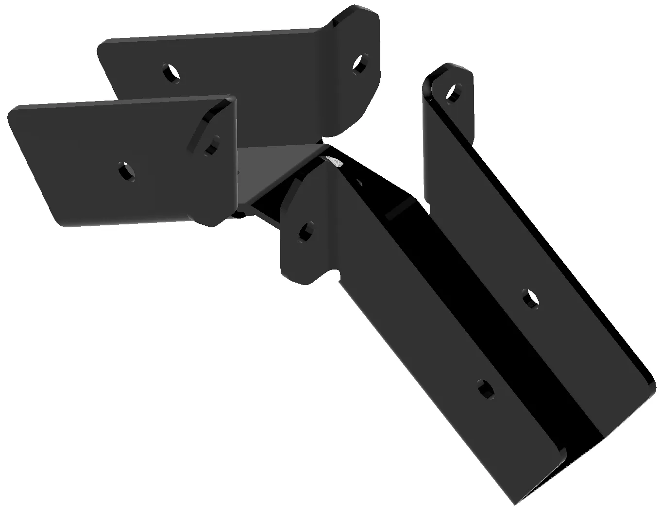 812-RRT-6 The 8-12 DIY Heavy Duty Ridge Rafter Bracket is a black metal connector with angled flat plates and screw holes, designed for joining or supporting structural components.