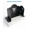 A black metal 4x6 post anchor bracket with decorative edges and a bull head cutout, mounted on a rectangular white base, shown against a white background.