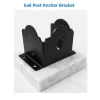 Black metal 6x6 post anchor bracket displayed on a white marble base, with the label 6x6 Post Anchor Bracket above it in blue text on a white background.