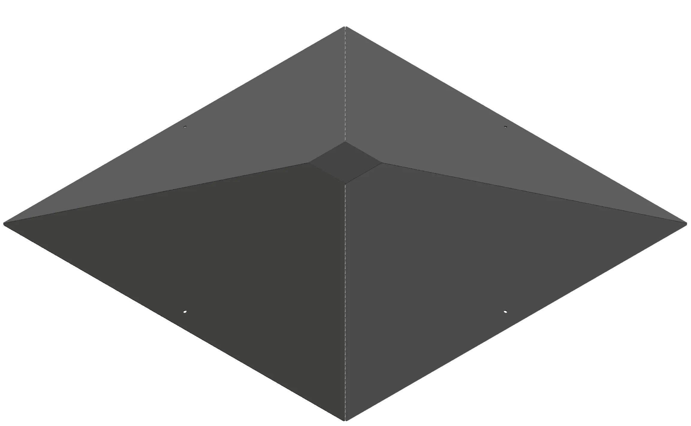 HR-RPC1 The Pentagon Roof Peak Cap (Copy) is a 3D geometric shape seen from above, resembling a diamond or pyramid with four triangular gray facets converging at the center, like an octagonal roof peak cap.