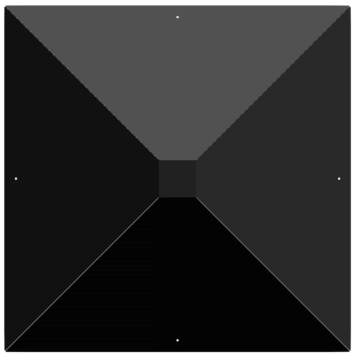 HR-RPC2 The Pentagon Roof Peak Cap (Copy) features a square design split into four black and gray triangles converging at the center, resembling an octagonal roof peak cap. Four small white dots appear near the center of each edge.