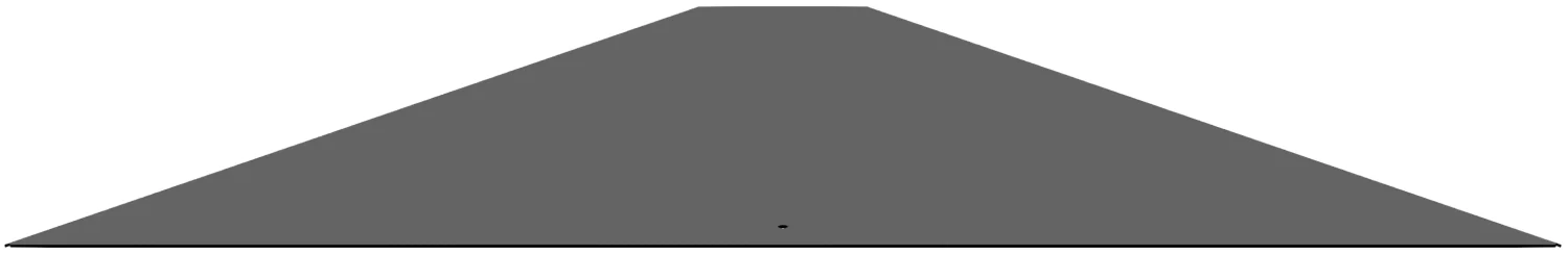 HR-RPC3 A dark gray trapezoid, resembling a Pentagon Roof Peak Cap (Copy), with a small black dot centered near the bottom edge on a white background.