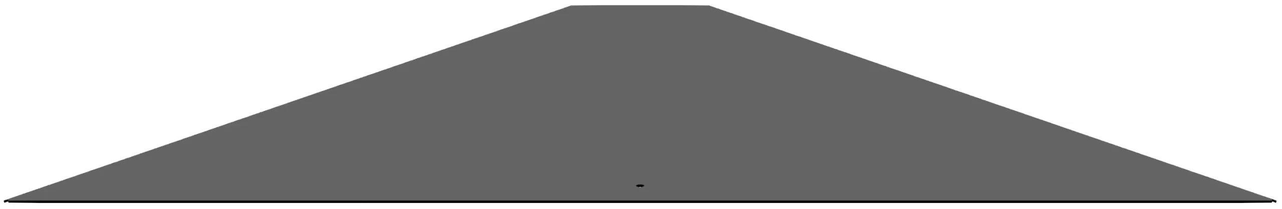 HR-RPC3 A dark gray trapezoid, resembling a Pentagon Roof Peak Cap (Copy), with a small black dot centered near the bottom edge on a white background.
