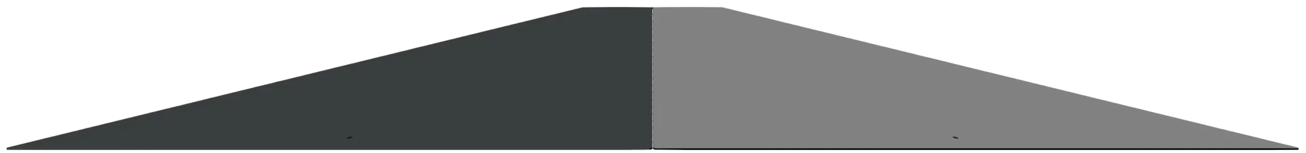 HR-RPC4 A simple illustration of a pyramid with two visible faces—left in dark gray, right in light gray—mirroring the symmetrical design of the Pentagon Roof Peak Cap (Copy).